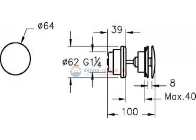 Донный клапан Vitra A45149 для раковины Донный клапан Vitra A45149 для раковины