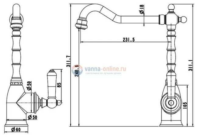 Смеситель Bravat Art River F775109C-1 для кухонной мойки, цвет хром Смеситель Bravat Art River F775109C-1 для кухонной мойки, цвет хром