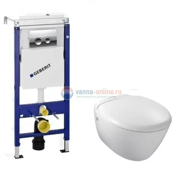 Инсталляция Geberit с унитазом Jacob Delafon Presquile E4440-00, сиденье микролифт, комплект
