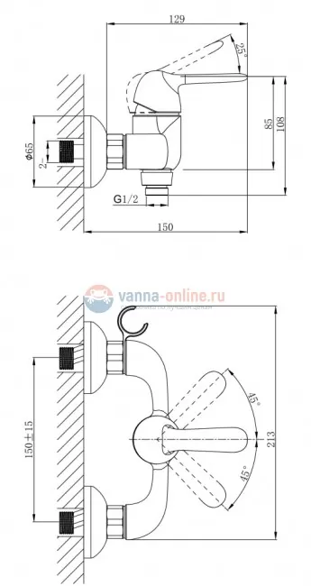 Смеситель D&K Ambrosius Rhein DA1343101 для душа Смеситель D&K Ambrosius Rhein DA1343101 для душа