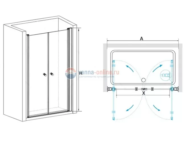 Душевая дверь RGW PA-04, 04080400-11, 100 х 185 см распашная двустворчатая, стекло прозрачное, хром Душевая дверь RGW PA-04, 04080400-11, 100 х 185 см распашная двустворчатая, стекло прозрачное, хром