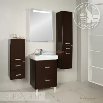 Тумба под раковину Акватон Америна 60 Н, 1A169201AM430, темно-коричневая