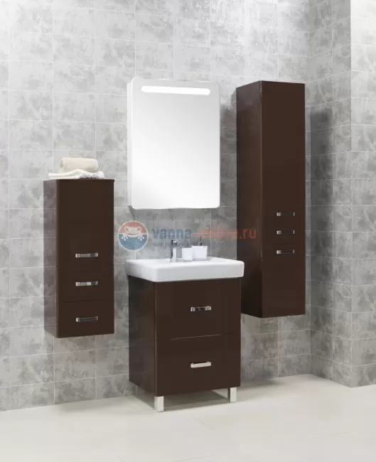 Тумба под раковину Акватон Америна 60 Н, 1A169201AM430, темно-коричневая Тумба под раковину Акватон Америна 60 Н, 1A169201AM430, темно-коричневая