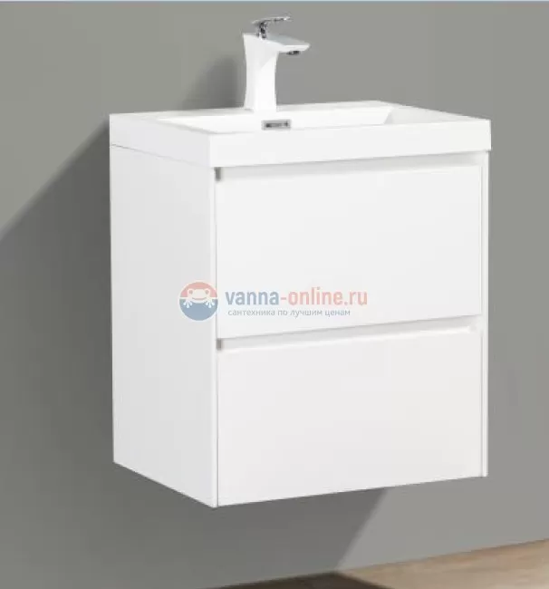 Тумба с раковиной Belbagno Pietra Mini PIETRA MINI-500-2C-SO-BL 50 см, белый глянцевый ( Bianco Lucido)