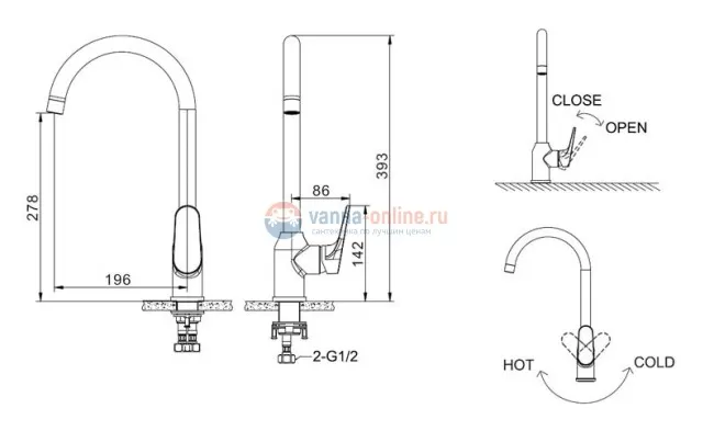 Смеситель Bravat Eler F7191238CP-RUS для кухонной мойки Смеситель Bravat Eler F7191238CP-RUS для кухонной мойки