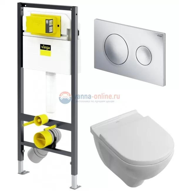 Инсталляция Viega 792855, с унитазом Villeroy&Boch O.novo 5660H101, сиденье микролифт, комплект