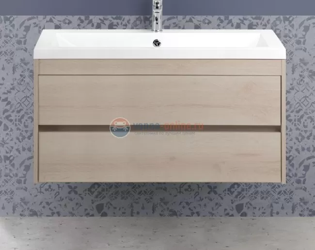 Тумба с раковиной Art&Max Family-900-2C-SO-PB, 90 x 48 x 55 см подвесная, бежевый (Pino Bianco)