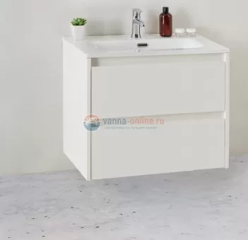 Тумба с раковиной раковину Belbagno KRAFT 39-600/390-2C-SO-BO 60 cм подвесная с 2 ящиками, Bianco Opaco