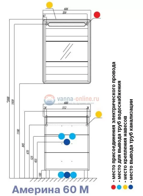Тумба Акватон АМЕРИНА 60 М, 1A168901AM010, белая Тумба Акватон АМЕРИНА 60 М, 1A168901AM010, белая