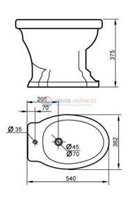 Биде Cezares Triesta CZR-7170 напольное Биде Cezares Triesta CZR-7170 напольное