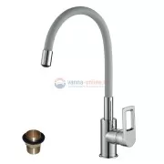 Смеситель Rossinka Z35-35U-Gray для кухонной мойки с гибким цветным изливом, хром/серый Смеситель Rossinka Z35-35U-Gray для кухонной мойки с гибким цветным изливом, хром/серый