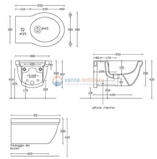 Биде Galassia Ethos 8440 подвесное Биде Galassia Ethos 8440 подвесное