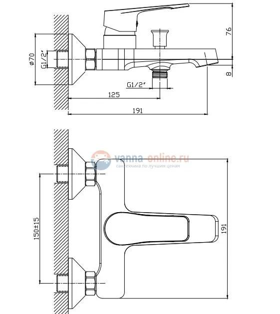 Смеситель Orange Berti M17-100cr для ванны и душа Смеситель Orange Berti M17-100cr для ванны и душа