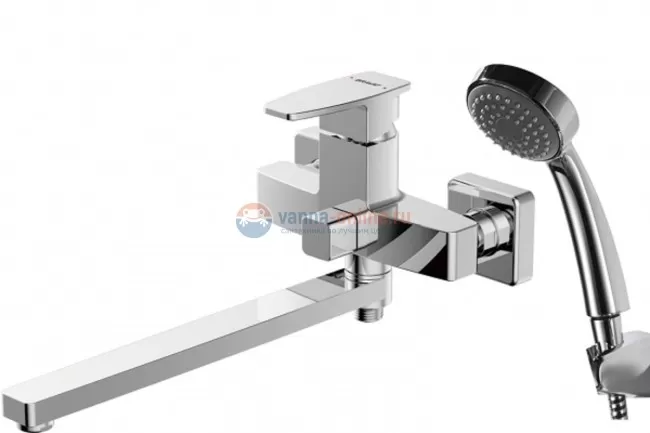 Смеситель Bravat Riffle F672106C-LB для ванны, длинный излив, с гарнитуром