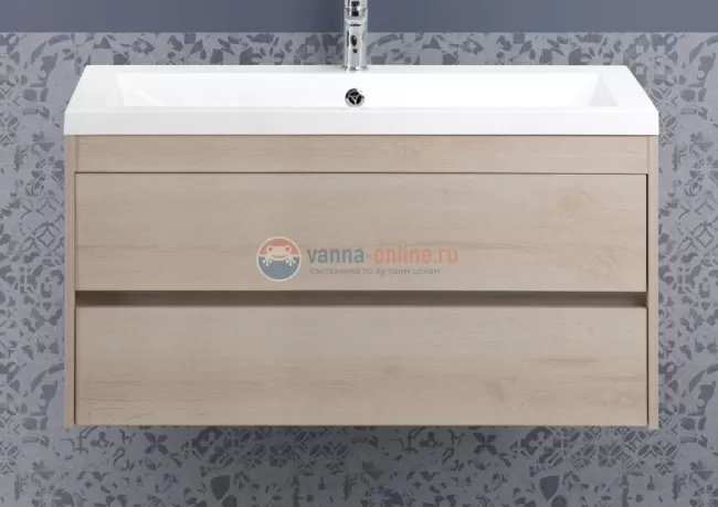 Тумба с раковиной Art&Max Family-1000-2C-SO-PB, 100 x 48 x 55 см подвесная, бежевый (Pino Bianco)