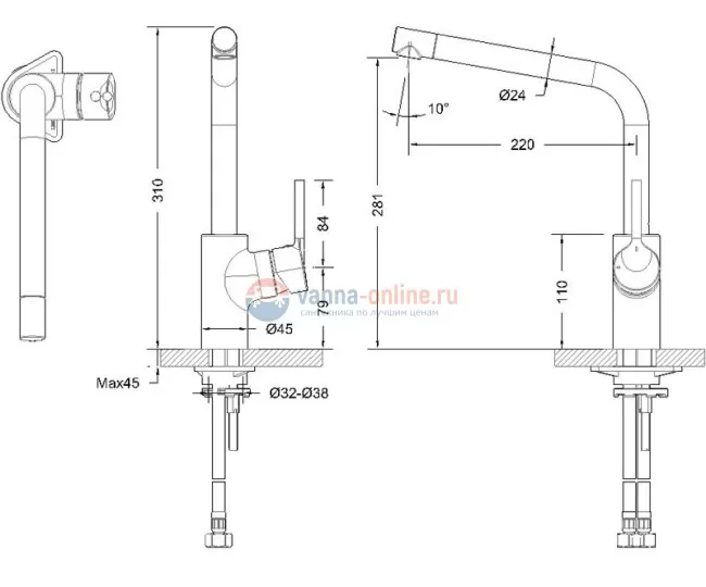 Смеситель Bravat Palace F7172217CP-1-RUS для кухонной мойки