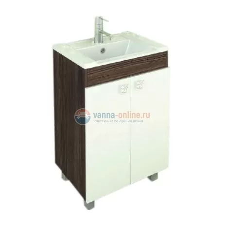 Тумба Comforty Рио 60 белая/дуб солсбери с раковиной Comforty XD-A60 (3126983)