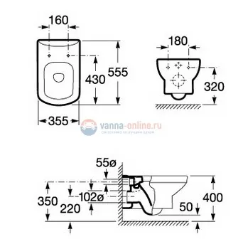 Подвесной унитаз Roca Dama Senso 346517000, (7.3465.1.700.0)