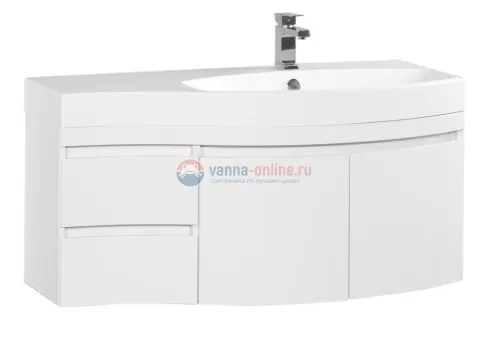 Тумба с раковиной Aquanet Опера 2-115 R (2 дверцы, 2 ящика) 00169654, правая, цвет белый