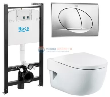 Инсталляция Roca Active с унитазом Roca Meridian Compact и крышкой с микролифтом, комплект