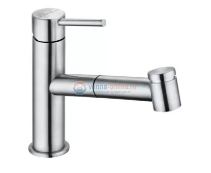 Смеситель Kludi Steel 44851F860 для кухонной мойки с выдвижным изливом, хром
