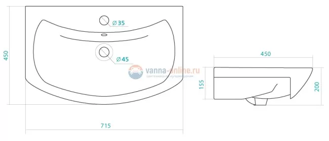 Раковина Santek Балтика-70, WH207776, 71.5 x 45 см, белая Раковина Santek Балтика-70, WH207776, 71.5 x 45 см, белая