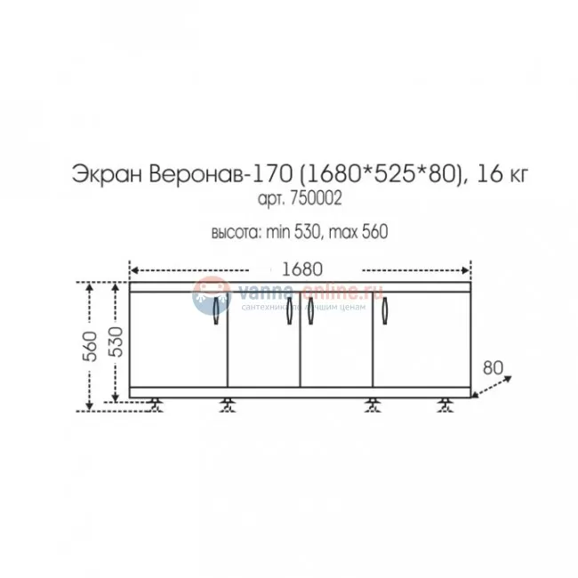 Экран под ванну СаНта Верона 170 750002 Экран под ванну СаНта Верона 170 750002