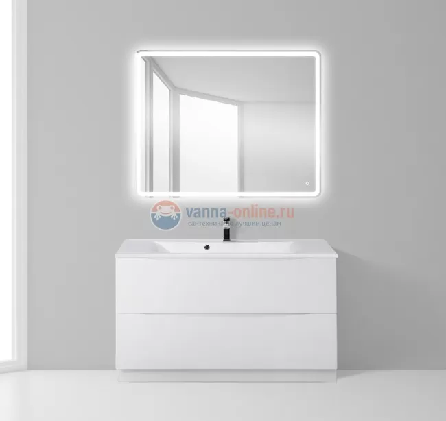 Тумба с раковиной BelBagno Marino MARINO-1000-2C-PIA-BL-P, 100 х 44.5 х 80 см, Bianco Lucido - белый глянец