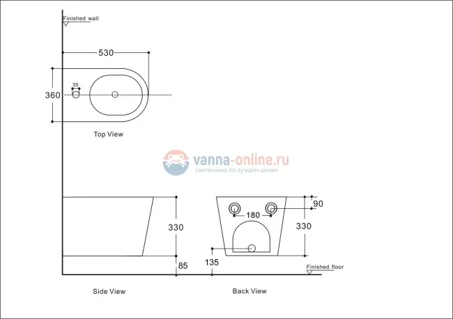 Биде Aquanet Atago 2.0 B2 243555, подвесное