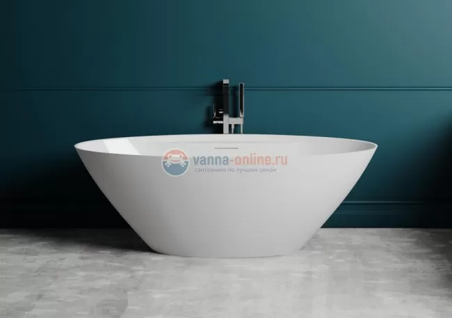 Ванна Salini Diva 178 х 85.5 х 60 см, из искусственного камня S-Sense, белый глянцевый, 102211G
