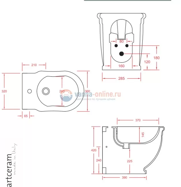 Биде ArtCeram Hermitage HEB001 01;00 напольное Биде ArtCeram Hermitage HEB001 01;00 напольное