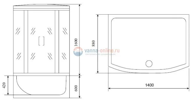 Душевая кабина Timo Standart T-1140 140 x 88 см Душевая кабина Timo Standart T-1140 140 x 88 см