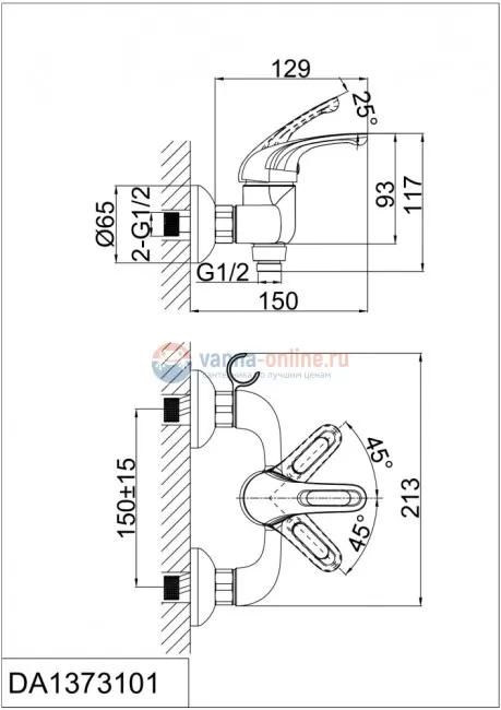 Смеситель D&K Eucharius Rhein DA1373101 для душа