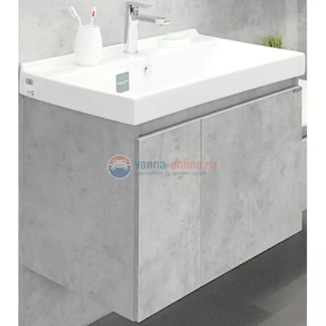 Тумба Comforty Осло-80, бетон светлый с раковиной Fest 80 F01