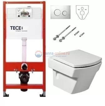 Инсталляция Tece с унитазом Roca Hall 346627000, сиденье микролифт, комплект К400626/7.3466.2.700.0/7.8016.2.200.4