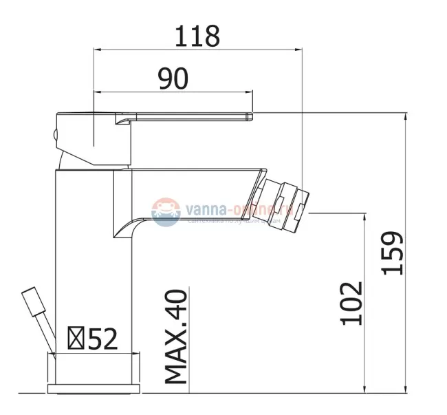 Смеситель для биде Cezares Ovest OVEST-BSM1-NOP, с донным клапаном, черный матовый