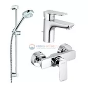 Душевой набор 3 в 1 Kludi Pure & Style 408450575 со смесителем для душа, хром