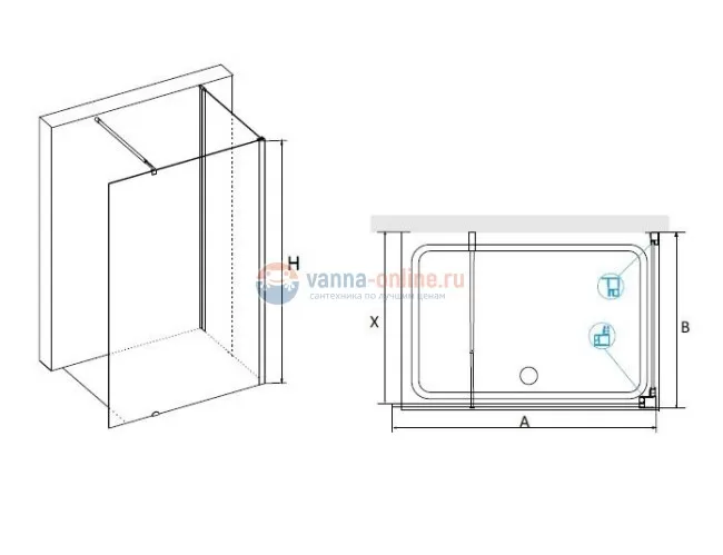 Душевой уголок RGW WA-05, 04100578-11, 70 х 80 x 185 см, стекло прозрачное, хром