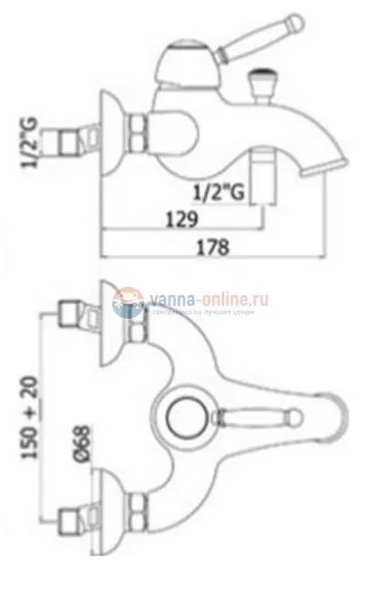 Смеситель Paffoni Giorgia GI022GF для ванны, без душевого гарнитура, цвет золото Смеситель Paffoni Giorgia GI022GF для ванны, без душевого гарнитура, цвет золото