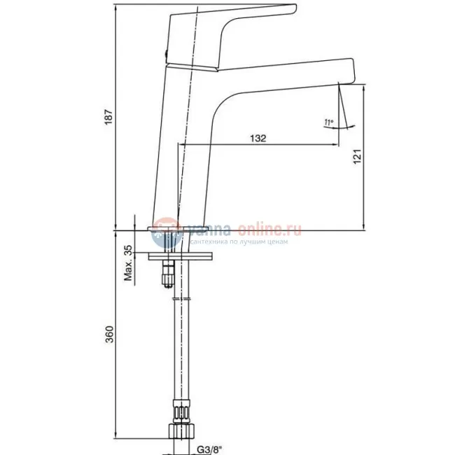 Смеситель для раковины E.C.A Luna 102808940EX Смеситель для раковины E.C.A Luna 102808940EX
