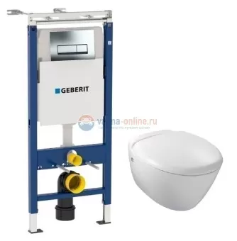 Инсталляция Geberit с унитазом Jacob Delafon Presquile E4440-00, сиденье микролифт, комплект