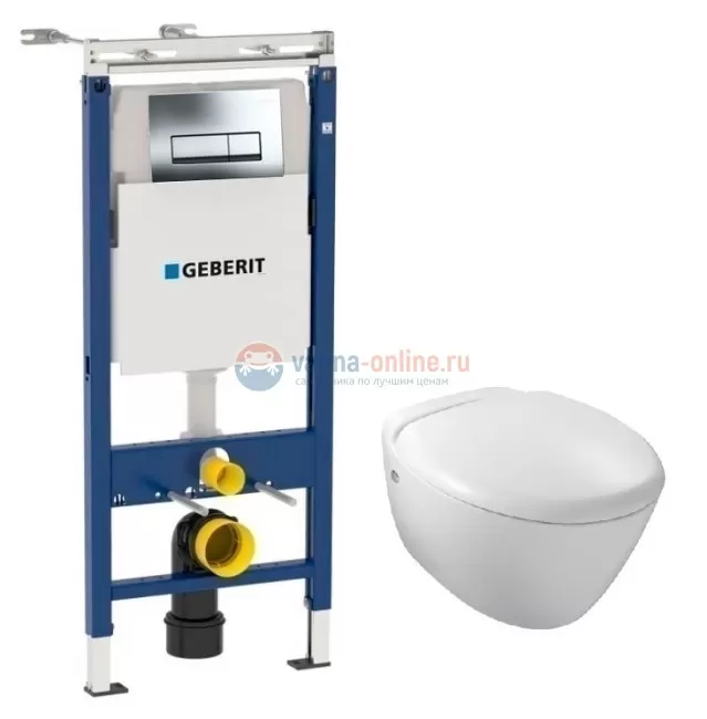 Инсталляция Geberit с унитазом Jacob Delafon Presquile E4440-00, сиденье микролифт, комплект