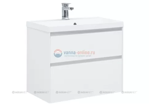 Тумба с раковиной Aquanet Гласс 80 00238361, цвет белый