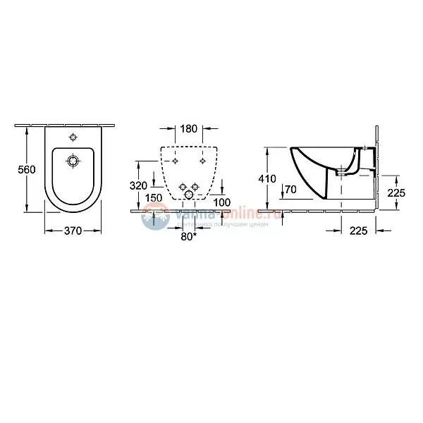 Биде Villeroy&Boch Subway 7400 00R1, подвесное Биде Villeroy&Boch Subway 7400 00R1, подвесное