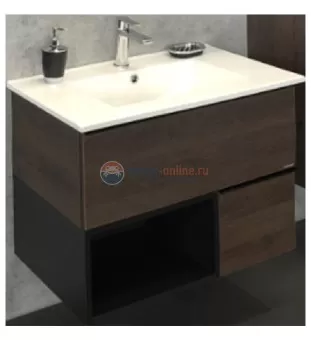 Тумба Comforty Франкфурт-75, дуб шоколадно-коричневый с белой раковиной Comforty 75e