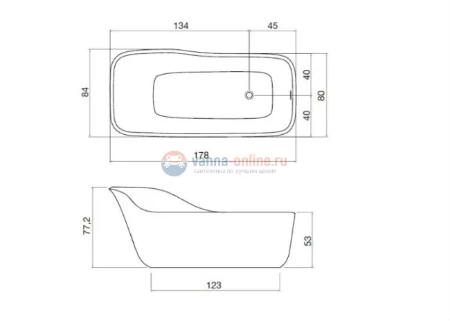 Ванна Antonio Lupi Wanda 178 х 84 см, цвет белый, WANDA Ванна Antonio Lupi Wanda 178 х 84 см, цвет белый, WANDA