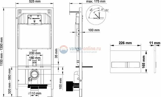 Инсталляция Berges Wasserhaus NOVUM L3 040213 для подвесного унитаза в комплекте с кнопкой Инсталляция Berges Wasserhaus NOVUM L3 040213 для подвесного унитаза в комплекте с кнопкой