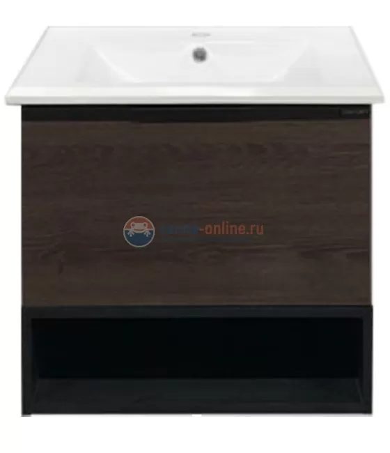 Тумба Comforty Франкфурт-60, дуб шоколадно-коричневый с раковиной Comforty 60e