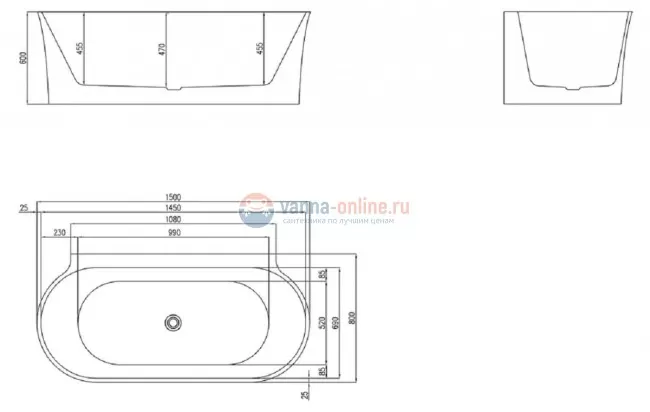 Ванна акриловая BelBagno BB409-1500-800, 150 х 80 см Ванна акриловая BelBagno BB409-1500-800, 150 х 80 см