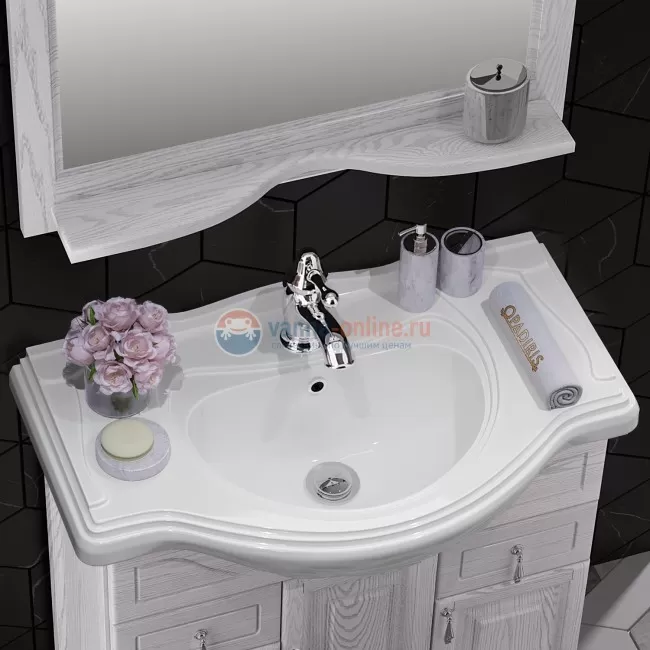 Тумба с объемной филенкой под раковину OPADIRIS Тибет 85 00-00003121, ясень / белое серебро Тумба с объемной филенкой под раковину OPADIRIS Тибет 85 00-00003121, ясень / белое серебро